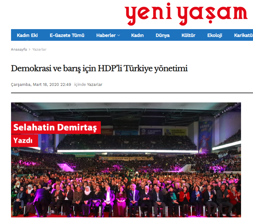 18 Mart 2020 - Yeniyaşam Gazetesi 