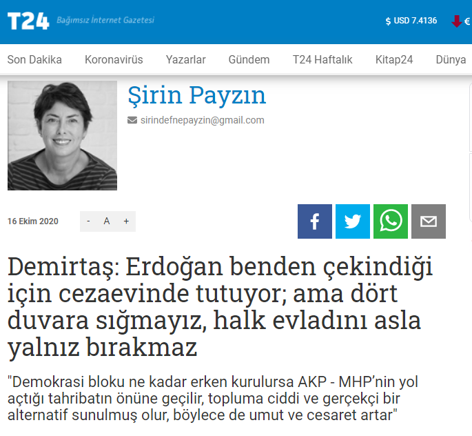 16 Ekim 2020 - t24.com.tr Röportajı 